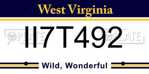 II7T492 West Virginia License Plate