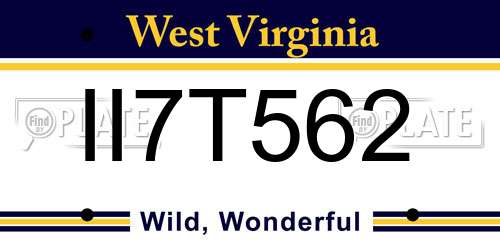 II7T562 West Virginia License Plate