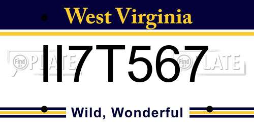 II7T567 West Virginia License Plate