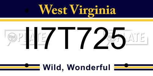 II7T725 West Virginia License Plate