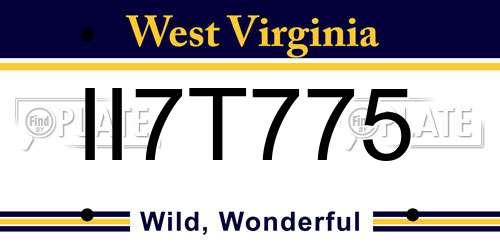 II7T775 West Virginia License Plate