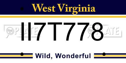 II7T778 West Virginia License Plate