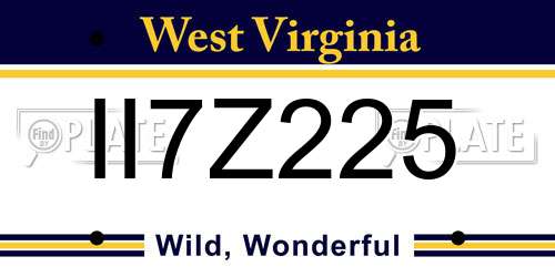 II7Z225 West Virginia License Plate