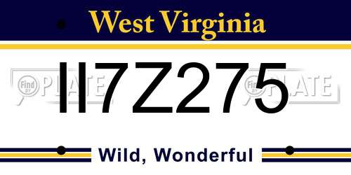 II7Z275 West Virginia License Plate