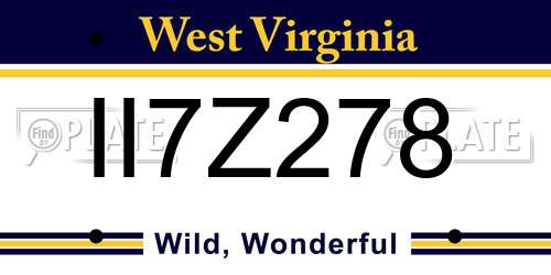 II7Z278 West Virginia License Plate