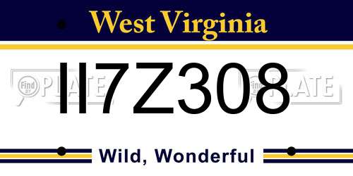 II7Z308 West Virginia License Plate