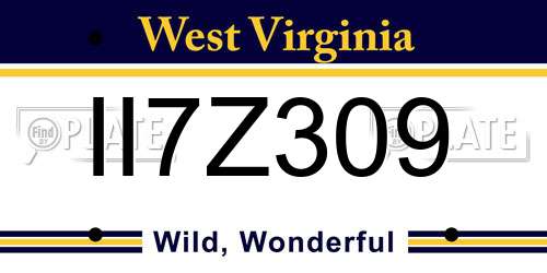 II7Z309 West Virginia License Plate
