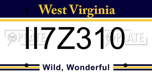 II7Z310 West Virginia License Plate