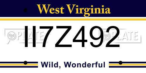 II7Z492 West Virginia License Plate