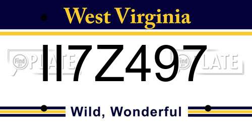 II7Z497 West Virginia License Plate