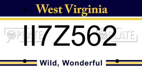 II7Z562 West Virginia License Plate
