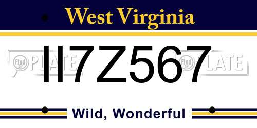 II7Z567 West Virginia License Plate