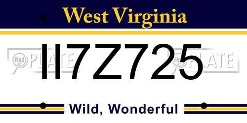 II7Z725 West Virginia License Plate