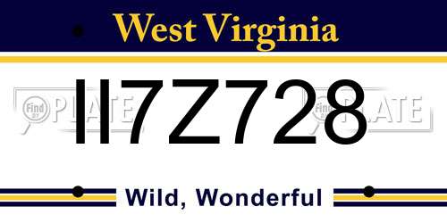 II7Z728 West Virginia License Plate