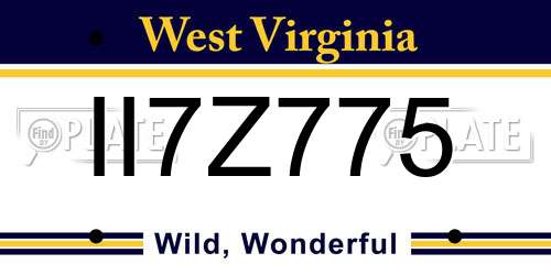 II7Z775 West Virginia License Plate