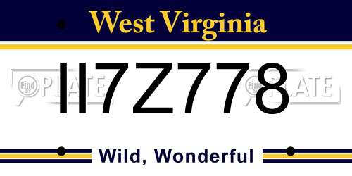 II7Z778 West Virginia License Plate