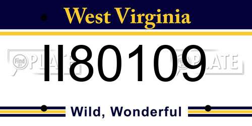 II80109 West Virginia License Plate