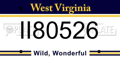 II80526 West Virginia License Plate