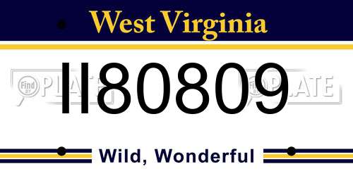 II80809 West Virginia License Plate