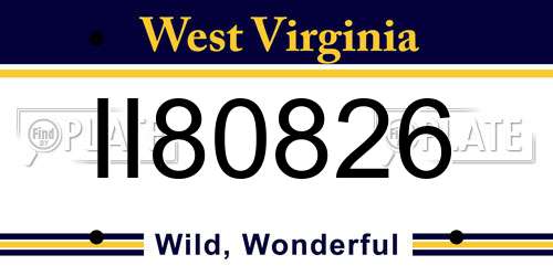 II80826 West Virginia License Plate