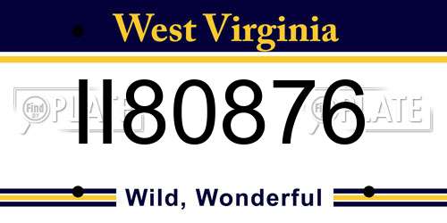 II80876 West Virginia License Plate