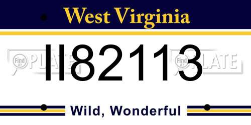 II82113 West Virginia License Plate