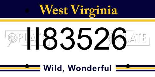 II83526 West Virginia License Plate