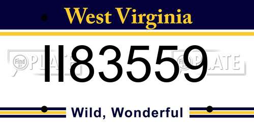 II83559 West Virginia License Plate