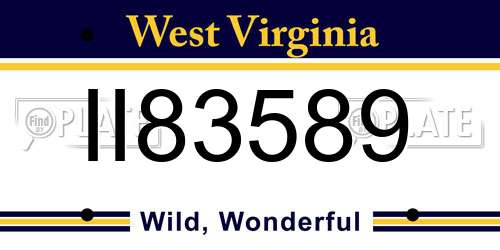 II83589 West Virginia License Plate