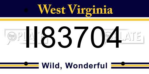 II83704 West Virginia License Plate