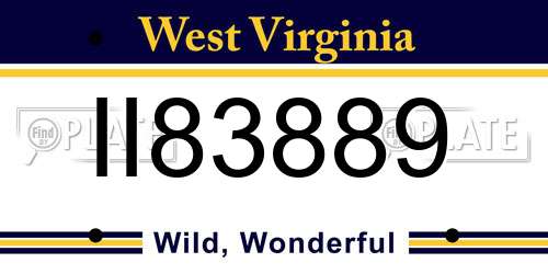 II83889 West Virginia License Plate