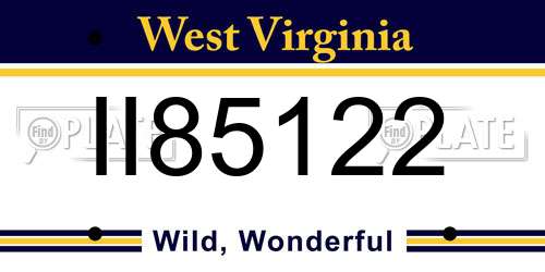 II85122 West Virginia License Plate