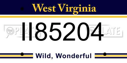 II85204 West Virginia License Plate