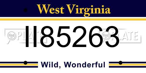 II85263 West Virginia License Plate