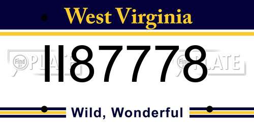 II87778 West Virginia License Plate