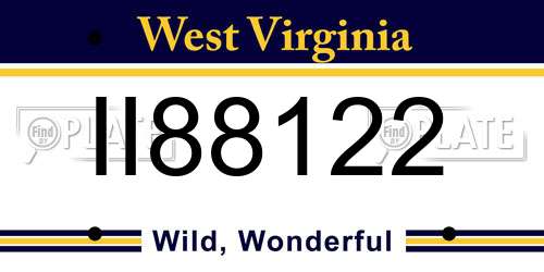 II88122 West Virginia License Plate