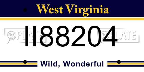 II88204 West Virginia License Plate