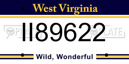 II89622 West Virginia License Plate