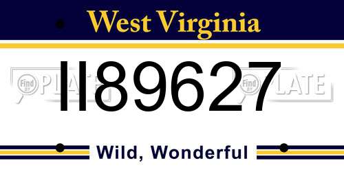II89627 West Virginia License Plate