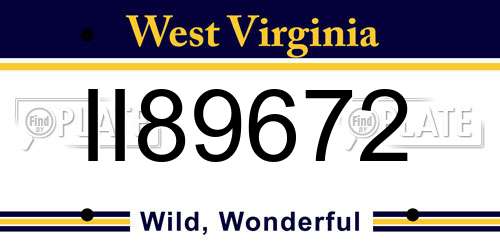 II89672 West Virginia License Plate