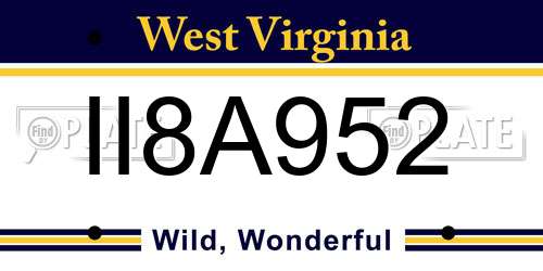 II8A952 West Virginia License Plate