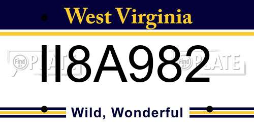 II8A982 West Virginia License Plate