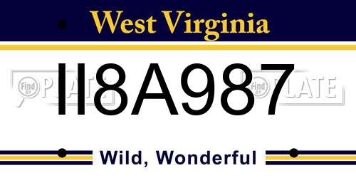 II8A987 West Virginia License Plate