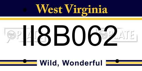 II8B062 West Virginia License Plate