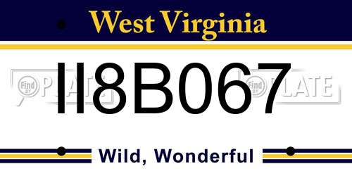 II8B067 West Virginia License Plate