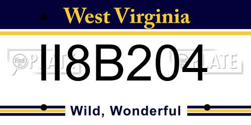II8B204 West Virginia License Plate