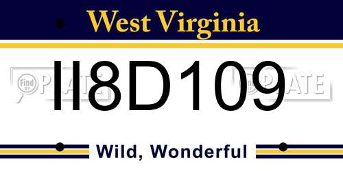 II8D109 West Virginia License Plate