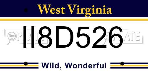 II8D526 West Virginia License Plate