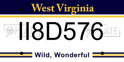 II8D576 West Virginia License Plate