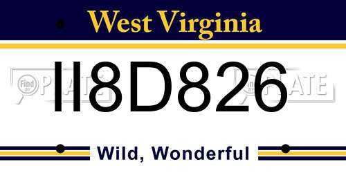 II8D826 West Virginia License Plate